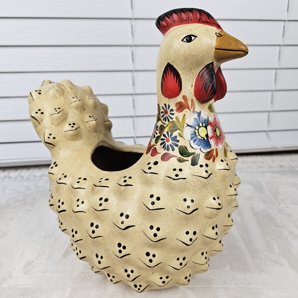 Hand Painted Decorative Clay Hen